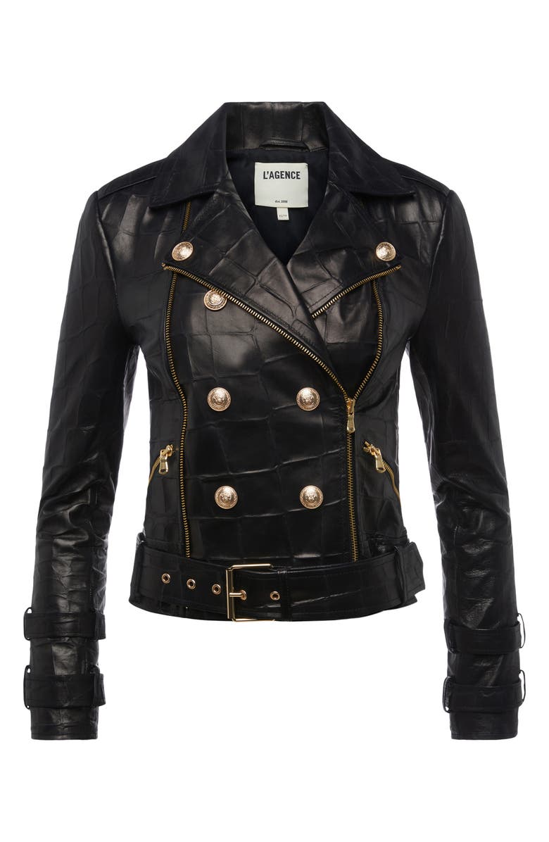 L'AGENCE Billie Belted Embossed Leather Jacket | Nordstrom