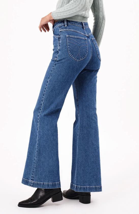 Shop Rolla's East Coast Flare Jeans In Mid Vintage Blue