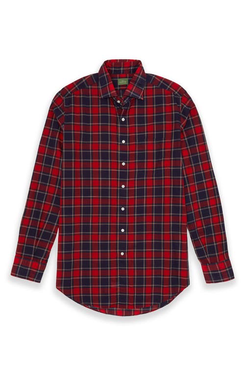 Shop Sid Mashburn Plaid Button-up Shirt In Red/navy/yellow Plaid Poplin