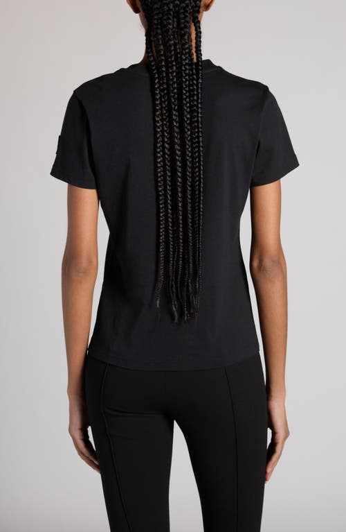 Moncler Crystal Embellished Logo Cotton T-shirt In Black