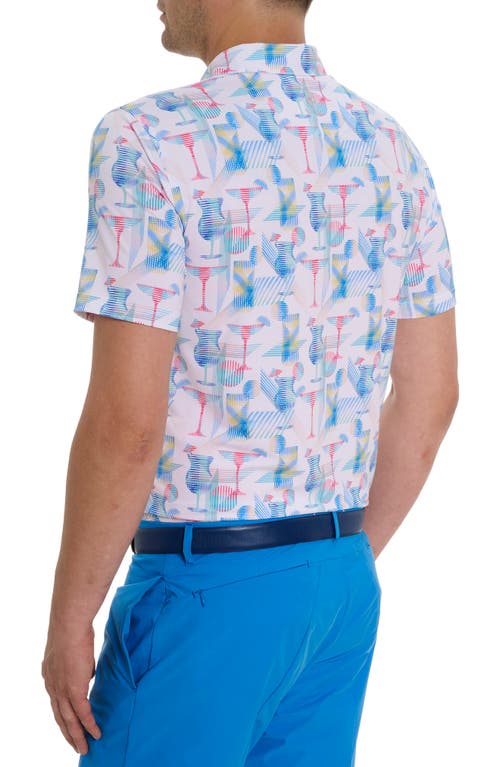 Shop Robert Graham Happiest Hour Print Performance Polo In White