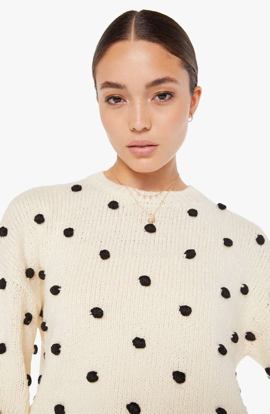 Shop Mother Pompom Crewneck Sweater In Dot Your Eyes