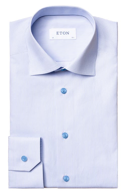 Eton Slim Fit Stripe Print Dress Shirt in Light Blue