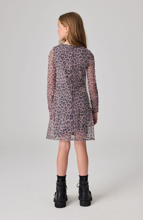 ALLSAINTS SMALLSAINTS BY ALLSAINTS LEOPARD PRINT LONG SLEEVE MESH MINIDRESS