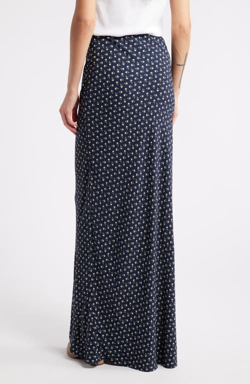 Shop Treasure & Bond Floral Maxi Skirt In Navy/tan Sades Petals