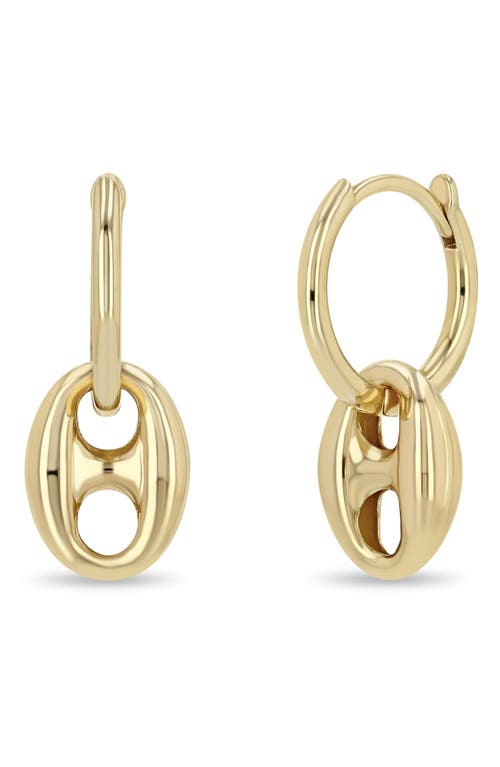 Zoë Chicco 14k Yellow Gold Heavy Metal Mariner Link Dangle Small Huggie Hoop Earrings In 14k Yellow Gold