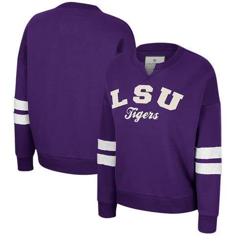 Women's Colosseum Purple LSU Tigers Perfect Date Notch Neck Pullover Sweatshirt