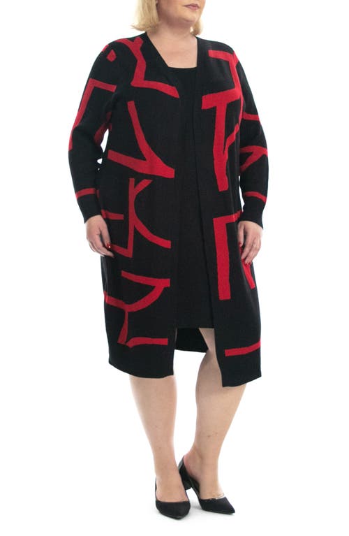 Shop Nina Leonard Twofer Sweater Sheath Dress In Black/red
