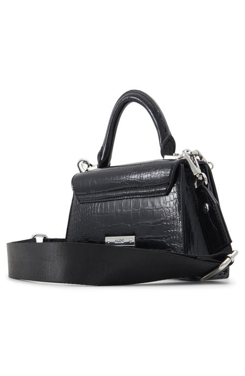 Aldo Croc Embossed Faux Leather Top Handle Bag In Black