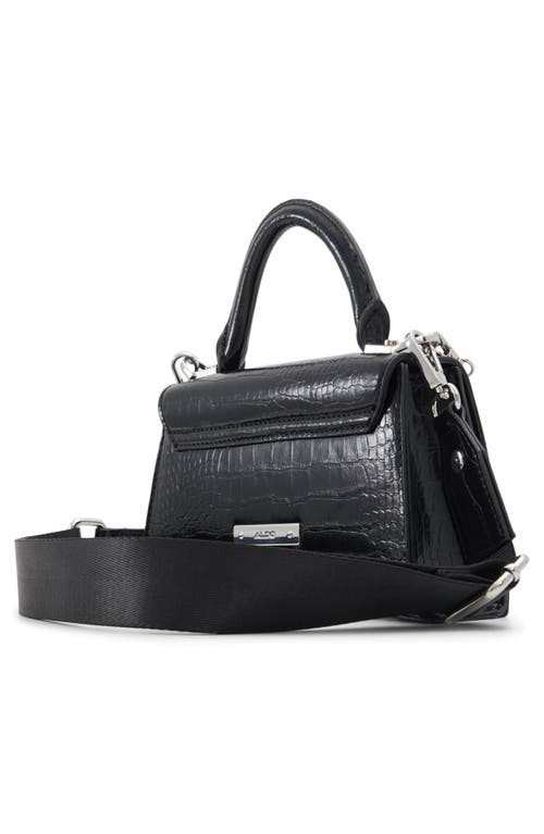 Shop Aldo Croc Embossed Faux Leather Top Handle Bag In Black