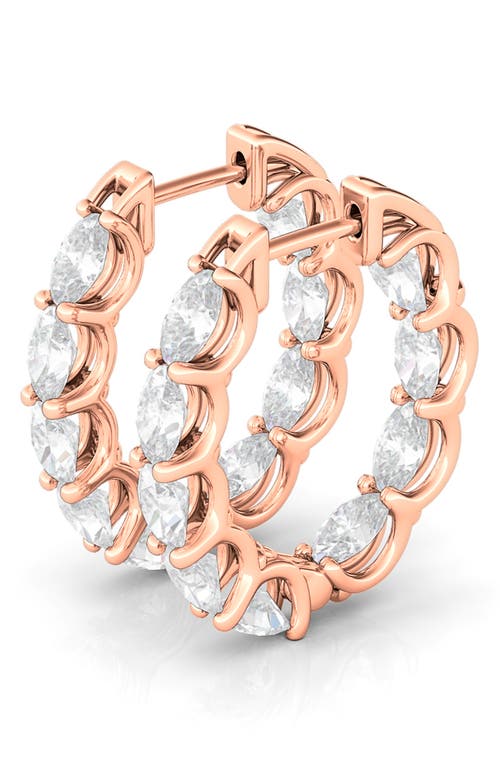 Oval Lab Created Diamond Inside Out 14K Gold Hoop Earrings in Rose Gold