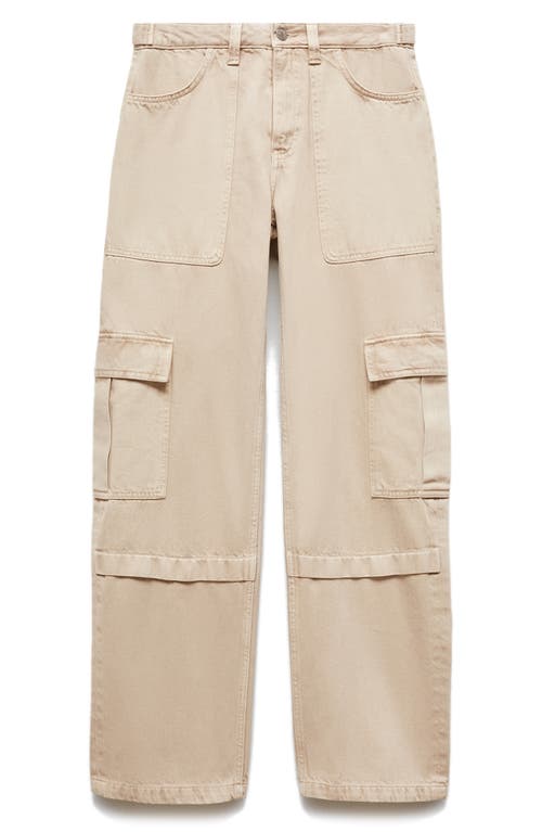 Mango Julieta Low Rise Wide Leg Cargo Jeans In Light Pastel Brown
