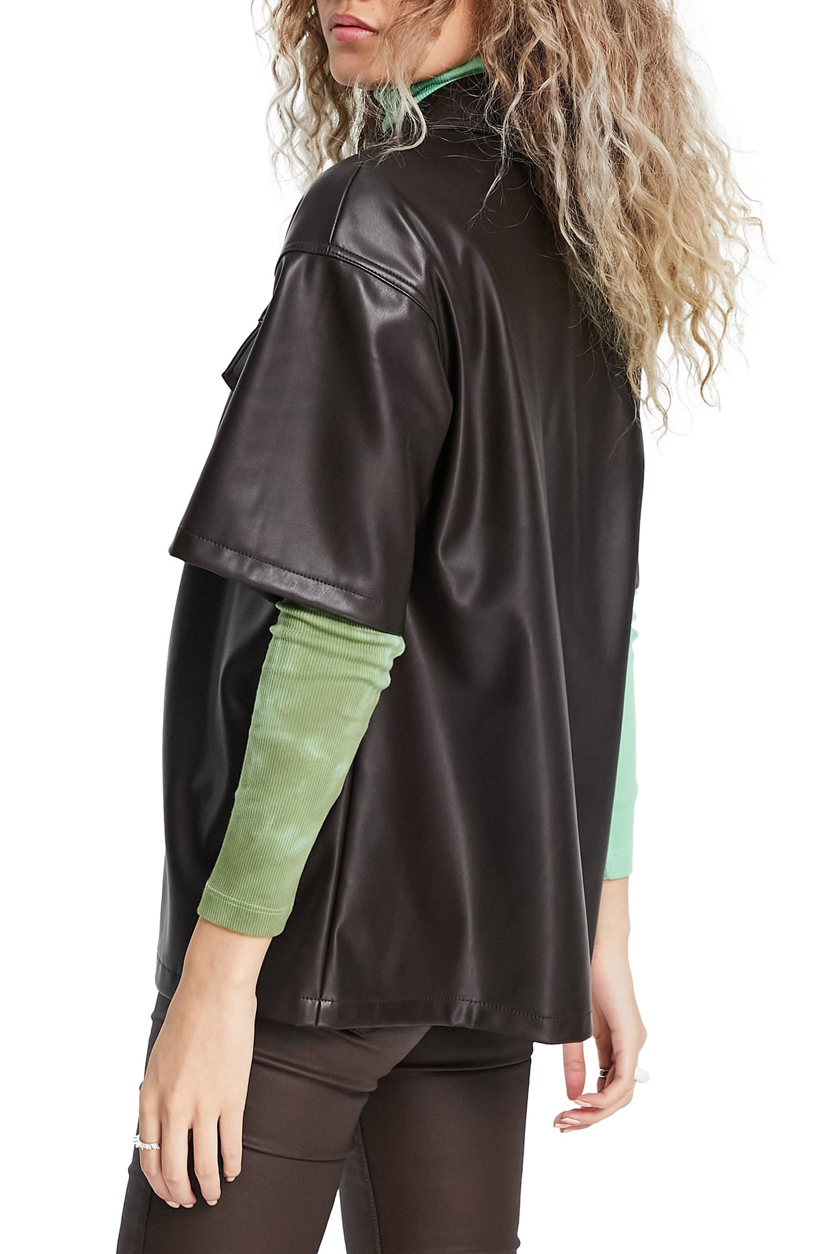 Short Sleeve Faux Leather Shirt | Nordstrom