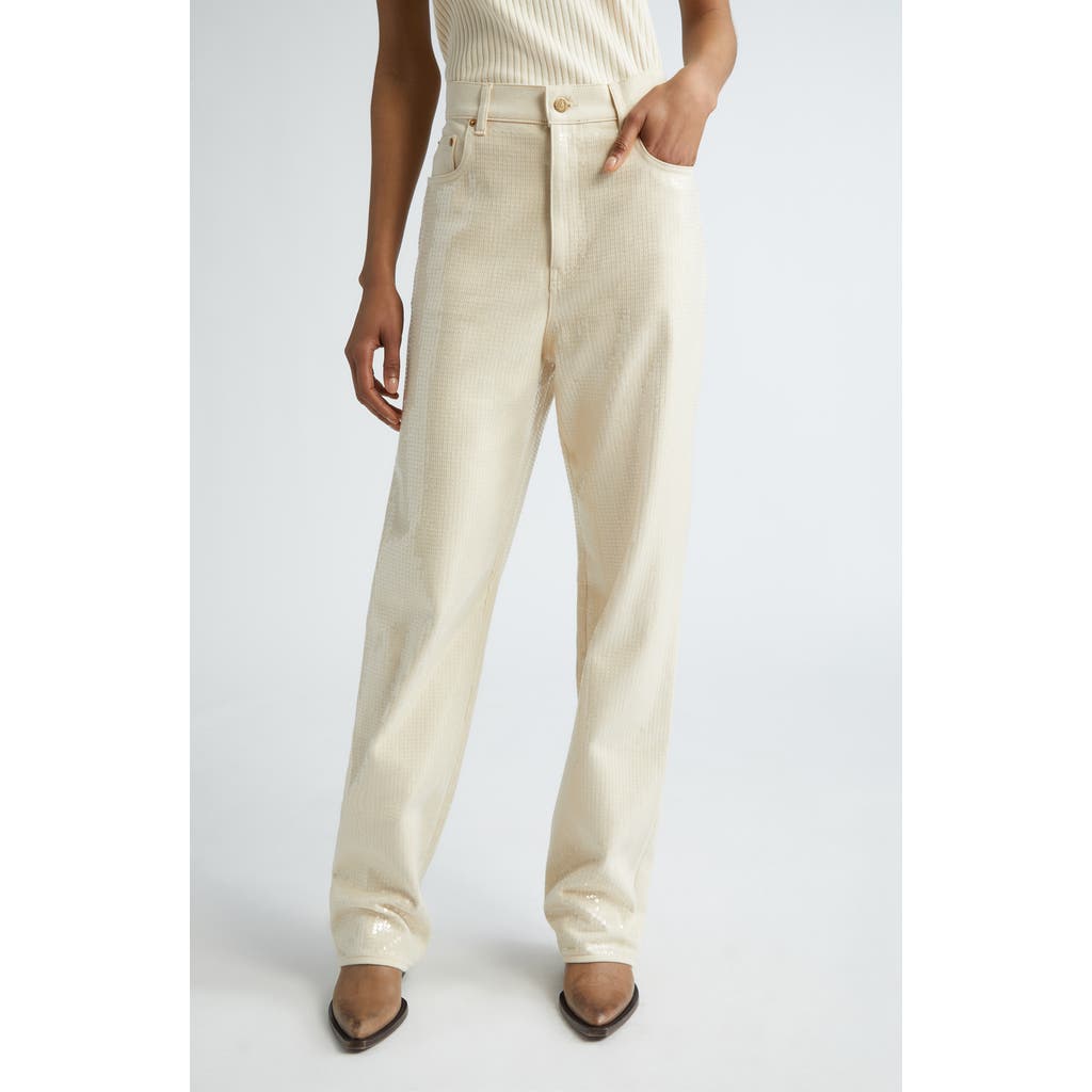 Golden Goose Kim Sequin Five-pocket Pants In Ecru