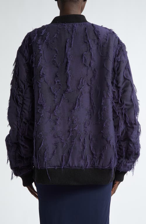 Shop Jason Wu Collection Frayed Jacquard Bomber Jacket In Navy