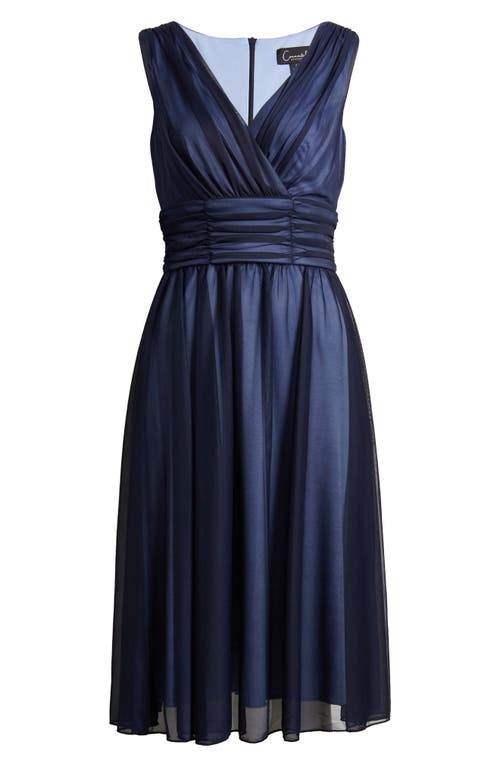 connected apparel fit and flare dress Connected Apparel Boat Neck Sleeveless Ruched Waist Floral Print Fit &  Flare Jersey Dress main image 1