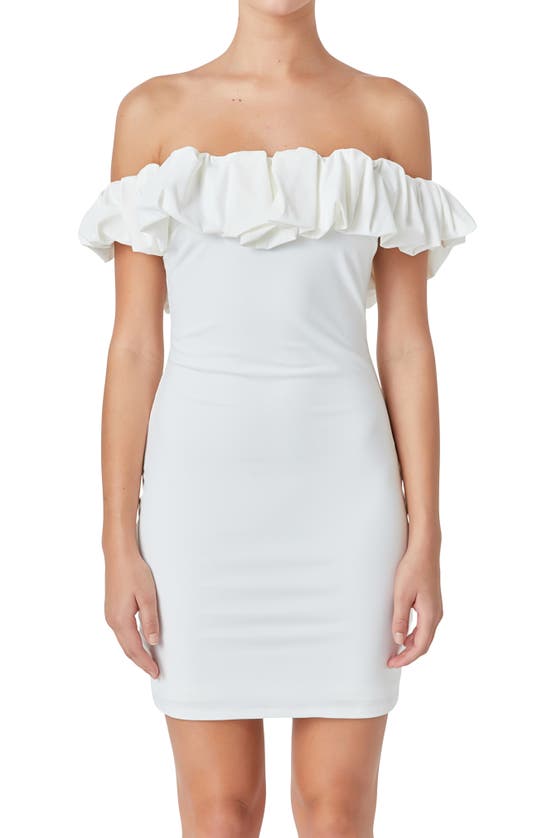 Shop Endless Rose Bubble Off The Shoulder Minidress In White