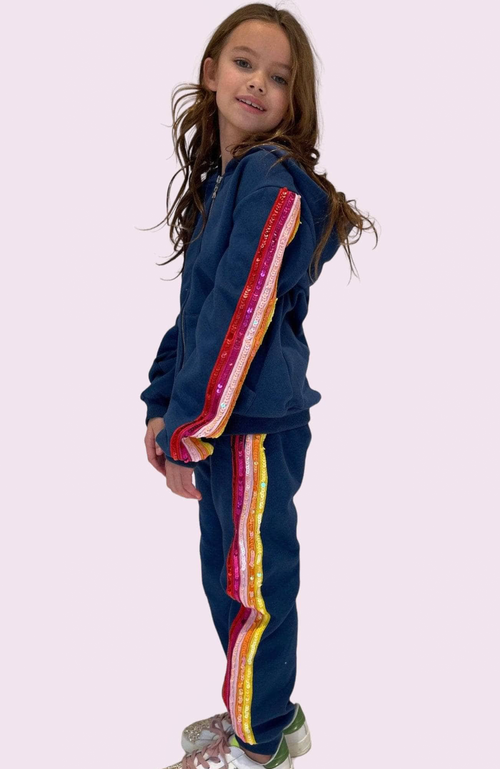 LOLA + THE BOYS LOLA + THE BOYS NAVY SEQUIN HOODIE TRACKSET