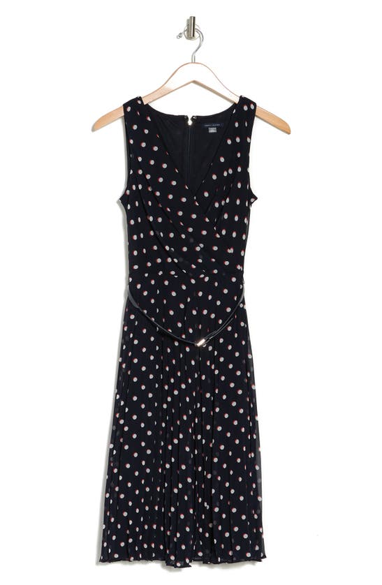 Tommy Hilfiger Women's Shadow Dot Belted Midi Dress In Sky Captain ...