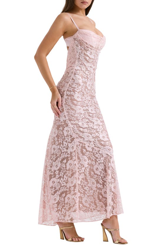House Of Cb Azzurra Metallic Lace Body-con Gown In Pink