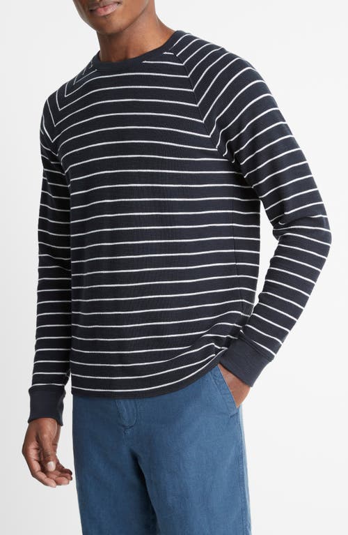 Vince Stripe Waffle Knit Top Coastal/Optic White at Nordstrom,