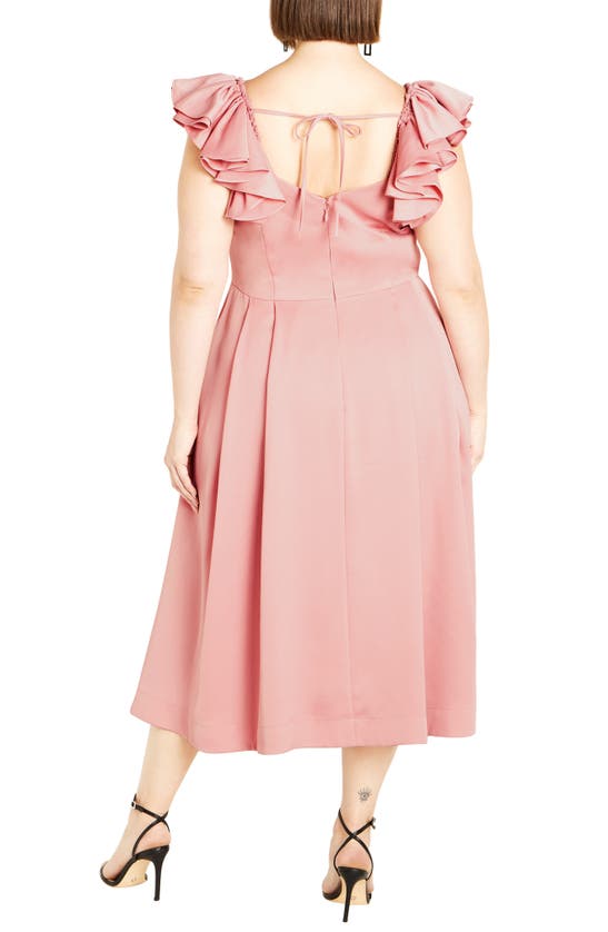 Shop City Chic Roselyn Ruffle Sleeve Dress In Pink Champagne
