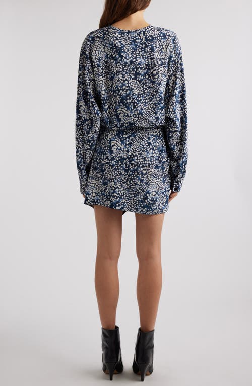 Shop Isabel Marant Habla Floral Asymmetric Long Sleeve Stretch Silk Wrap Dress In Midnight/white