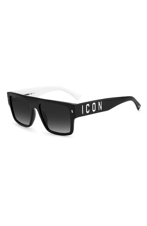 Shop Dsquared2 Icon 56mm Flat Top Sunglasses In Black White