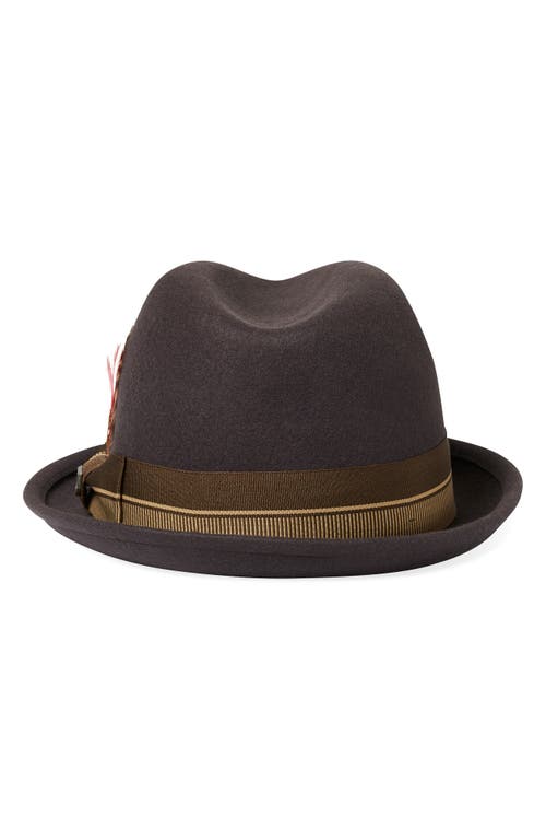 Shop Brixton 20th Anniversary Gain Wool Fedora In Chocolate/gold