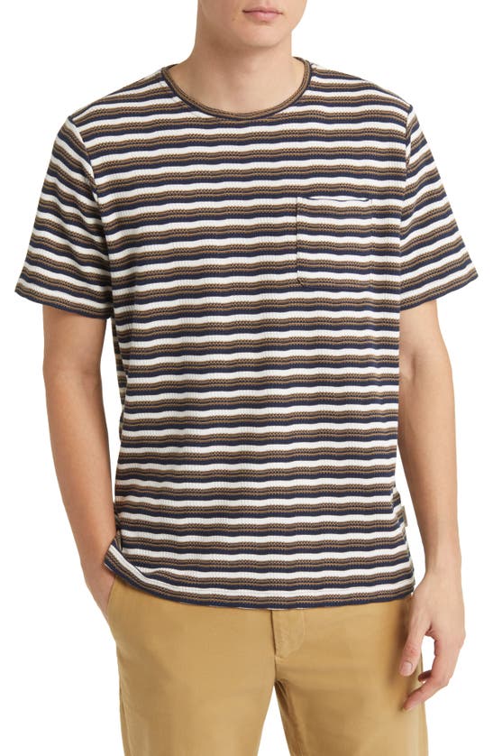 Oliver Spencer Olis Braemar Stripe Pocket T-shirt In Brown Multi
