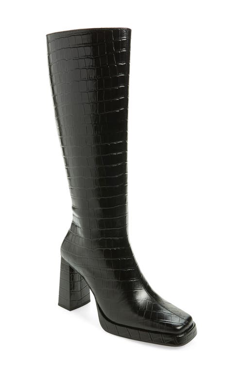 Shop Jeffrey Campbell Maximal Knee High Boot In Black Croco