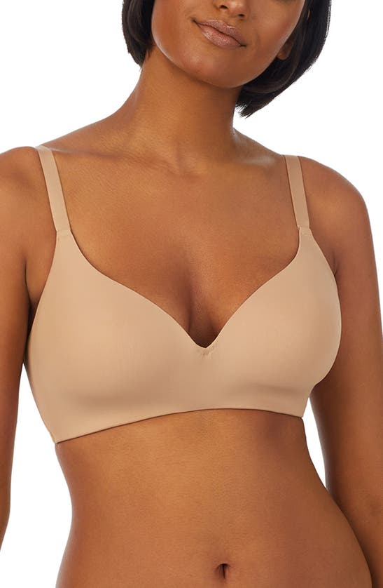 Shop Le Mystere Signature Comfort Wireless T-shirt Bra In Ivory/ Tan Print