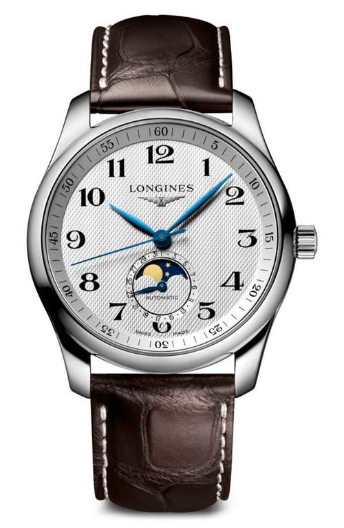 Longines Master Automatic Leather Strap Watch, 40mm In Brown