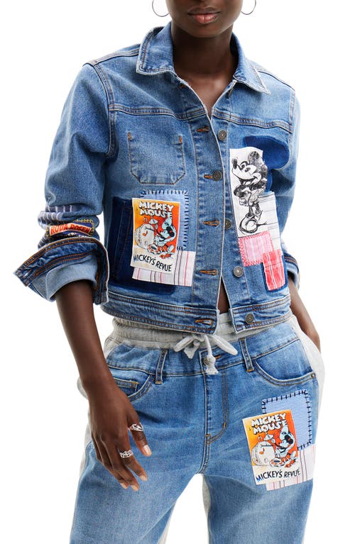 Mickey Mouse Patchwork Denim Jacket in Blue