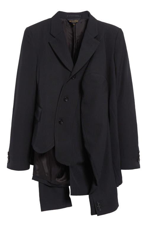 Shop Comme Des Garçons Four-sleeve Asymmetric Wool Gabardine Jacket In Black