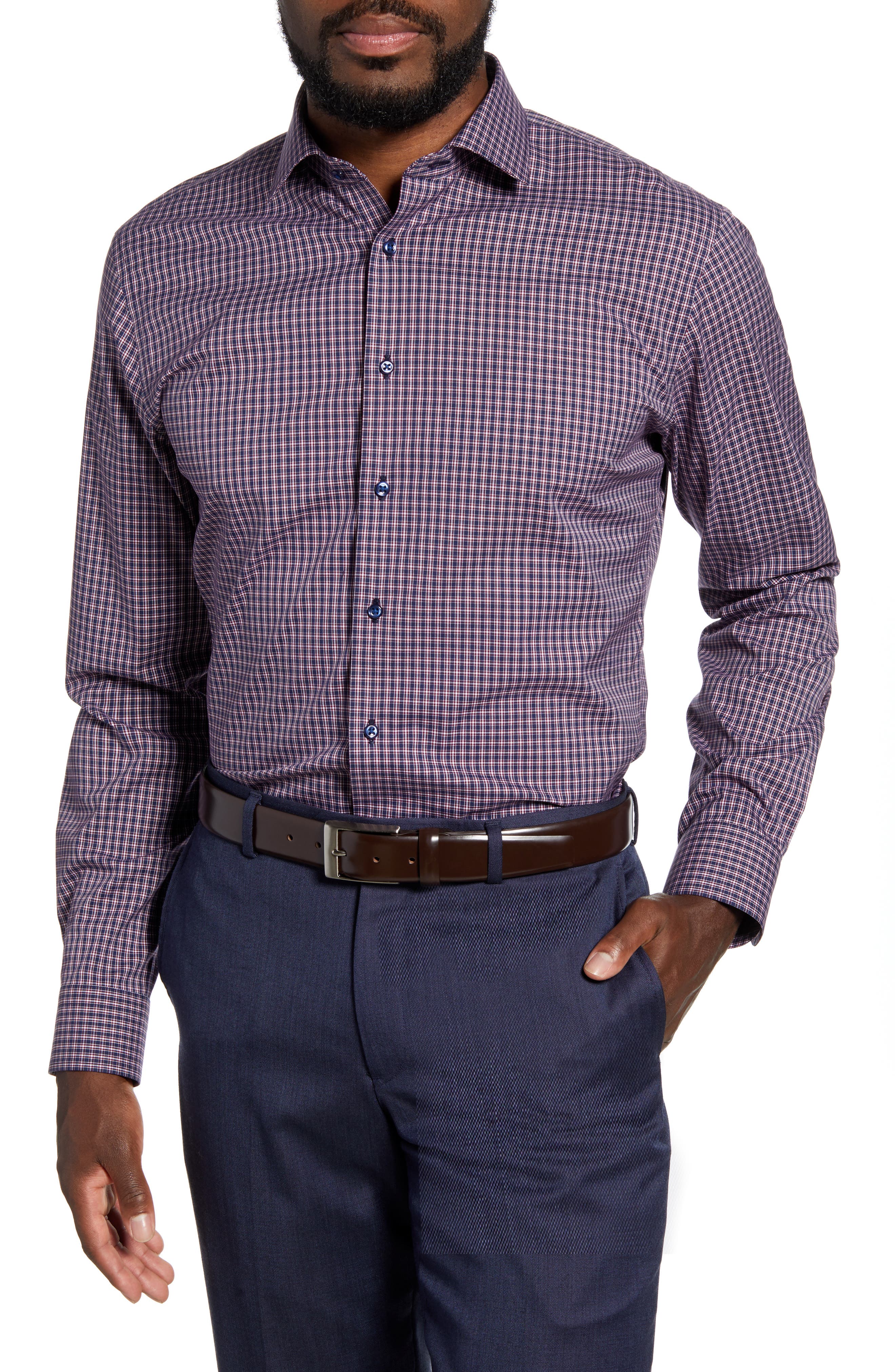 Nordstrom Men's Shop Trim Fit NonIron Plaid Dress Shirt Nordstrom