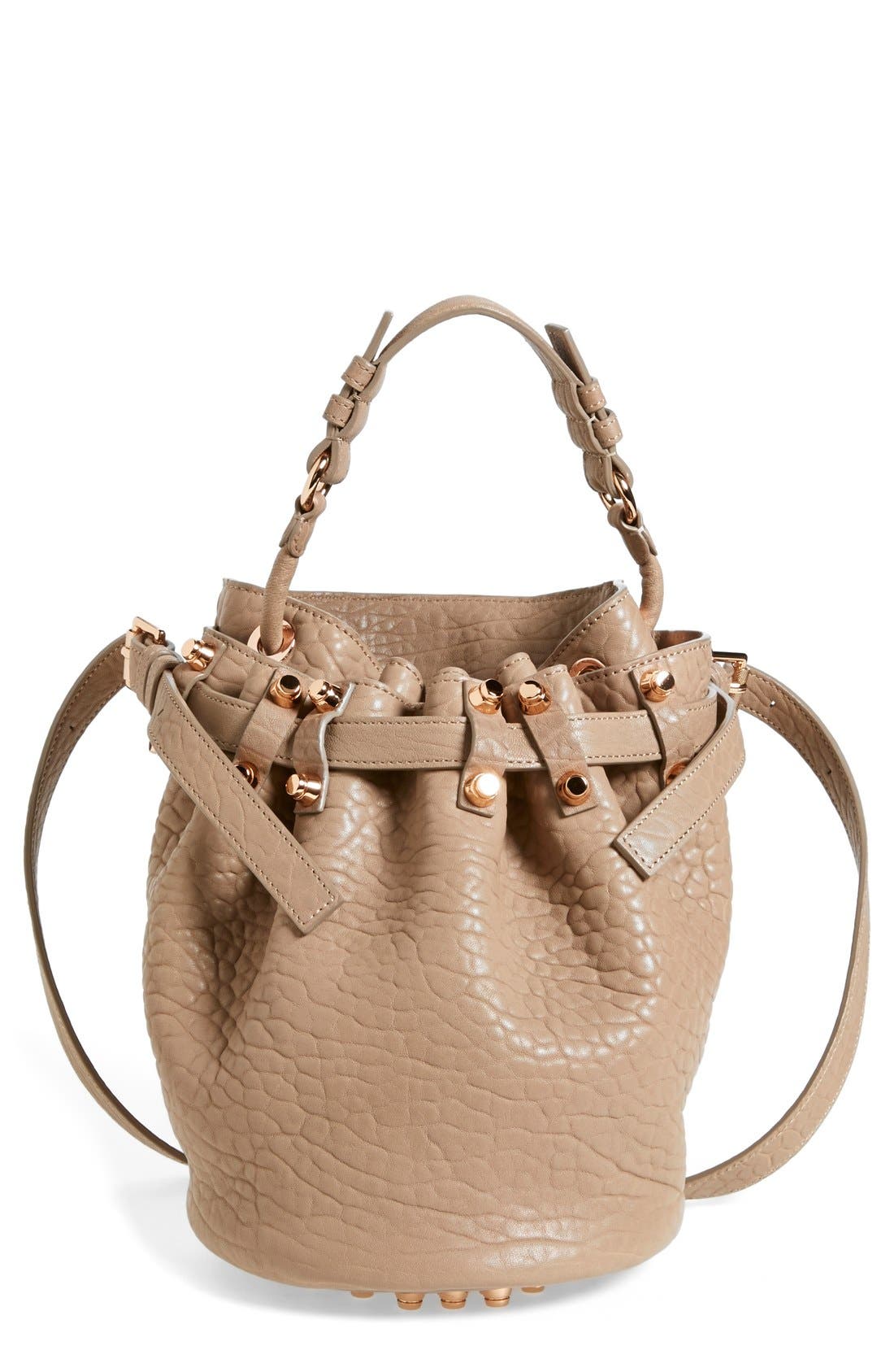 rose gold bucket bag