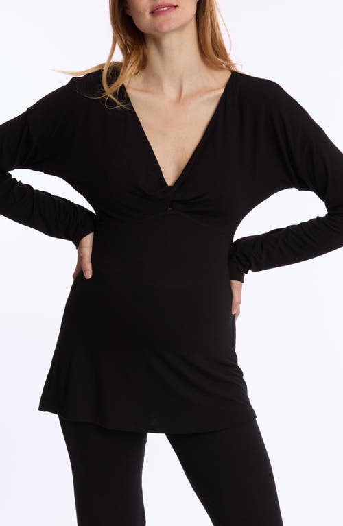 Shop Cache Coeur Louna Long Sleeve Maternity/nursing Sleep Top In Black