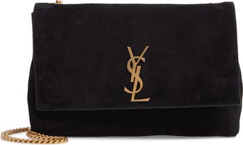 Beige Kate medium reversible suede shoulder bag, Saint Laurent