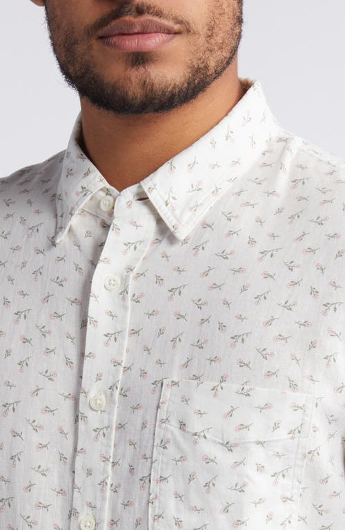 Shop Rails Carson Floral Short Sleeve Button-up Shirt In Kyoto Petal White