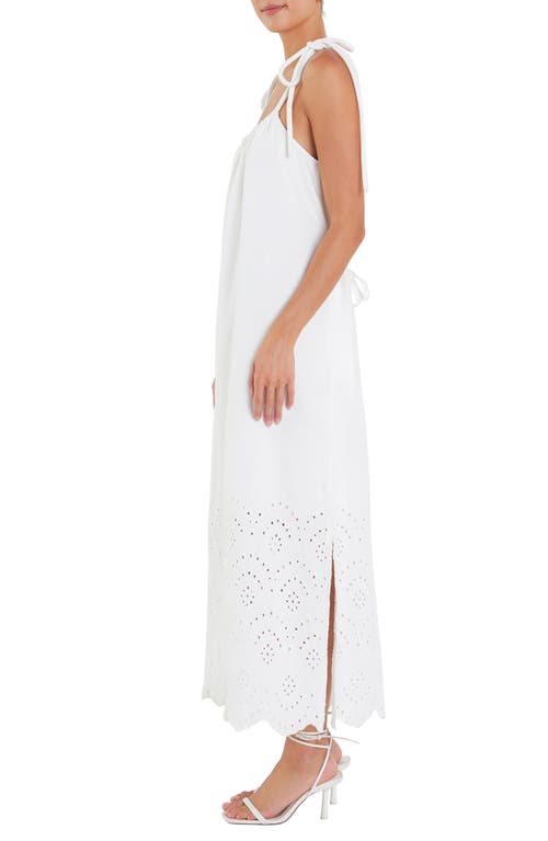 Shop English Factory Eyelet Tie Back Linen Blend Sundress In White