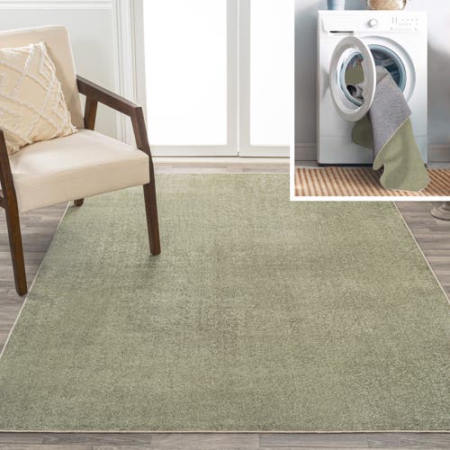 Shop Jonathan Y Twyla Classic Solid Low-pile Machine-washable Area Rug In Sage Green