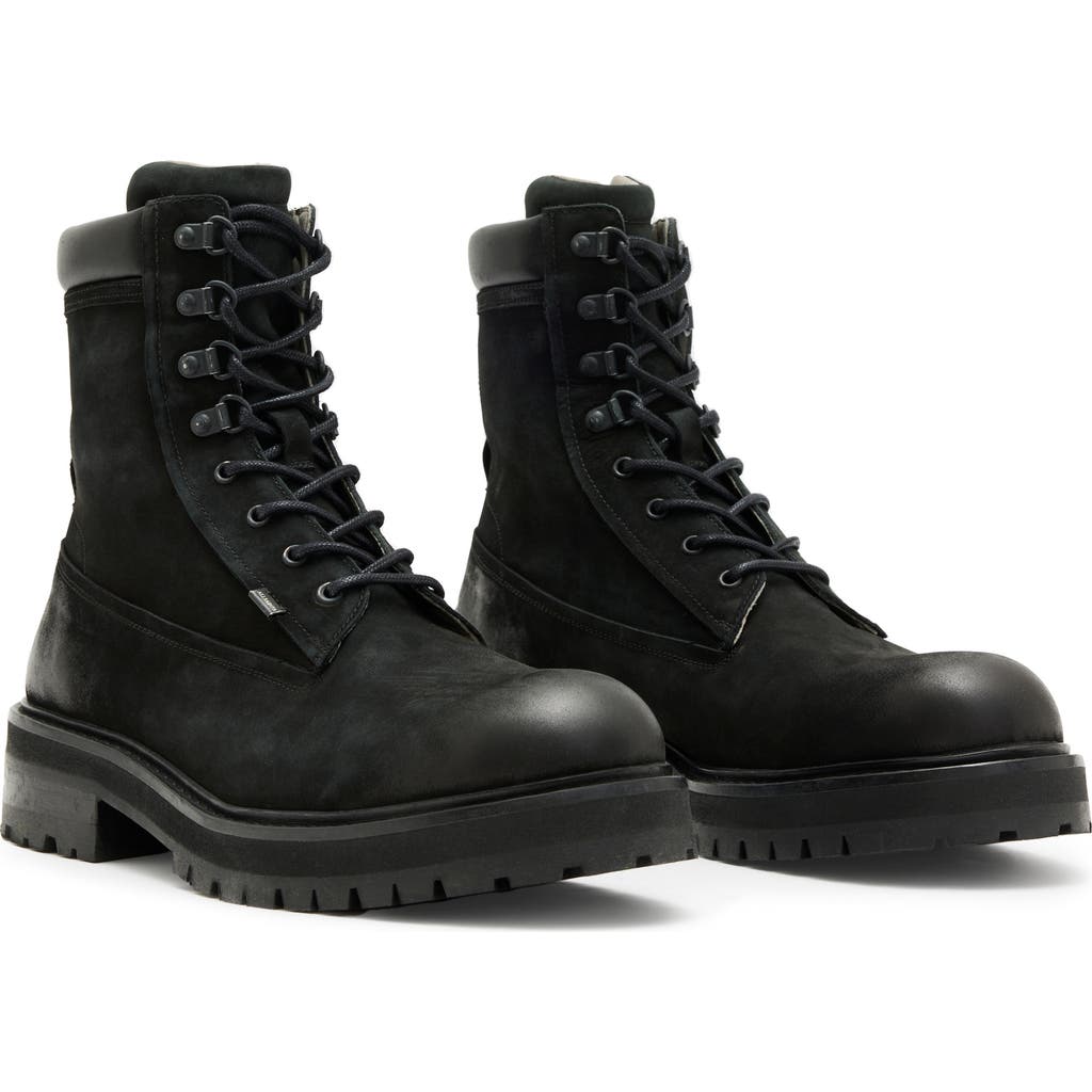 Allsaints Bobcat Lace-up Combat Boot In Black
