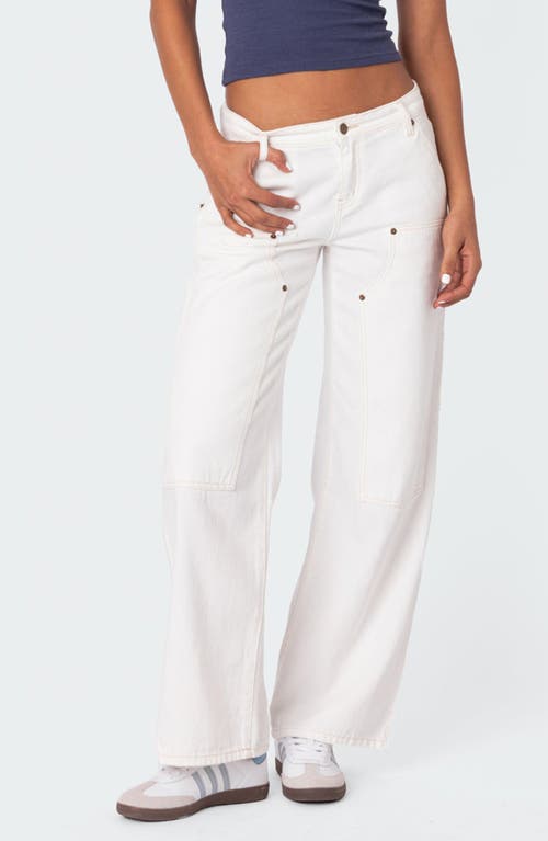 EDIKTED Ayla Low Rise Carpenter Jeans White at Nordstrom,