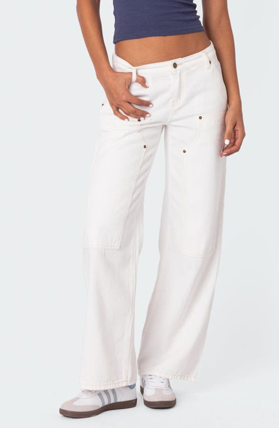 Edikted Ayla Low Rise Carpenter Jeans In White