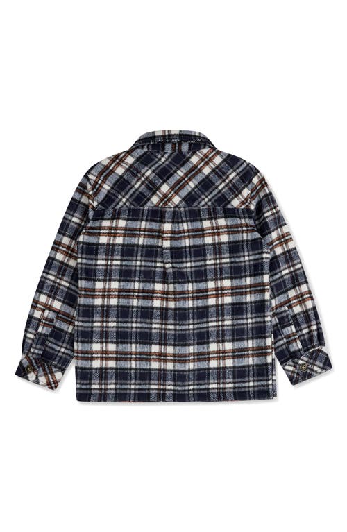 Shop Brooks Brothers Kids' Flannel Button-up Shirt Jacket In Navy