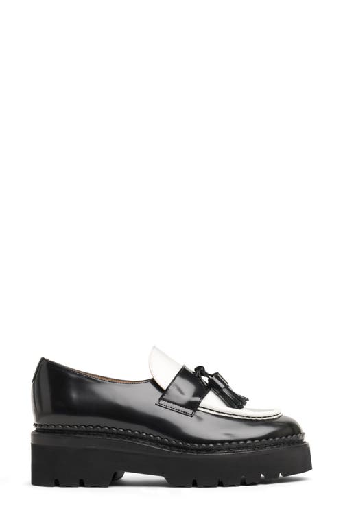 Shop The Office Of Angela Scott Ms. Kelly Platform Tassel Loafer In Black/white