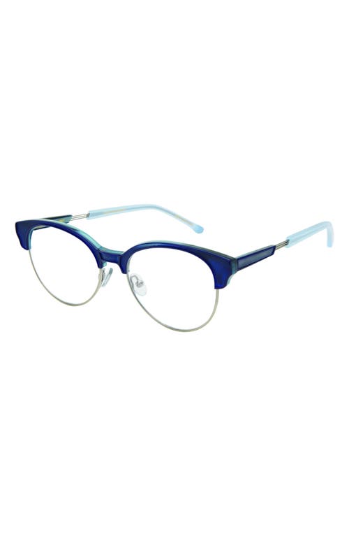 Coco and Breezy Believe 52mm Round Blue Light Blocking Glasses in Blue/Clear With Champagne