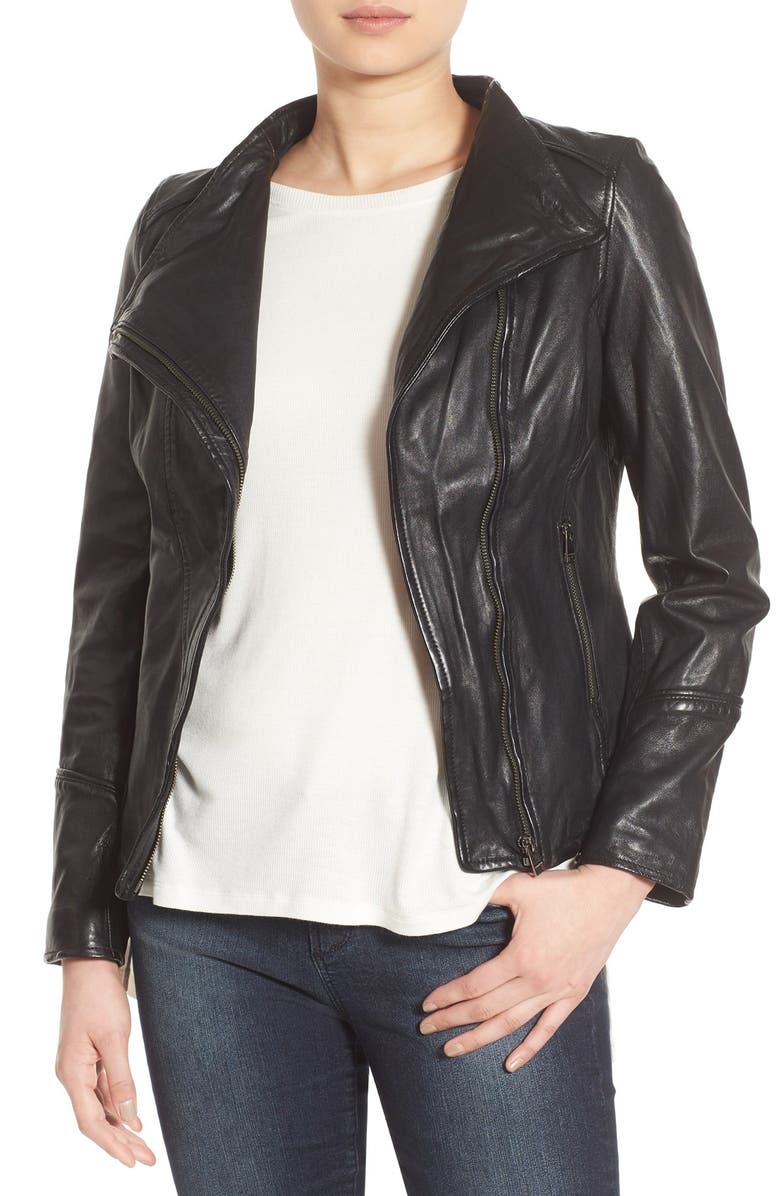LAMARQUE 'Tina' Asymmetrical Leather Jacket | Nordstrom