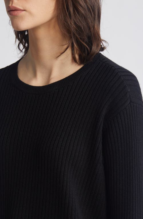 Shop Eileen Fisher Crewneck Rib Sweater In Black